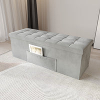 Home Design Chico Tufted Upholstered Folding Storage Bench with Pocket