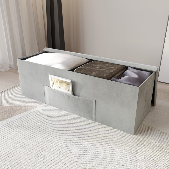 Home Design Chico Tufted Upholstered Folding Storage Bench with Pocket