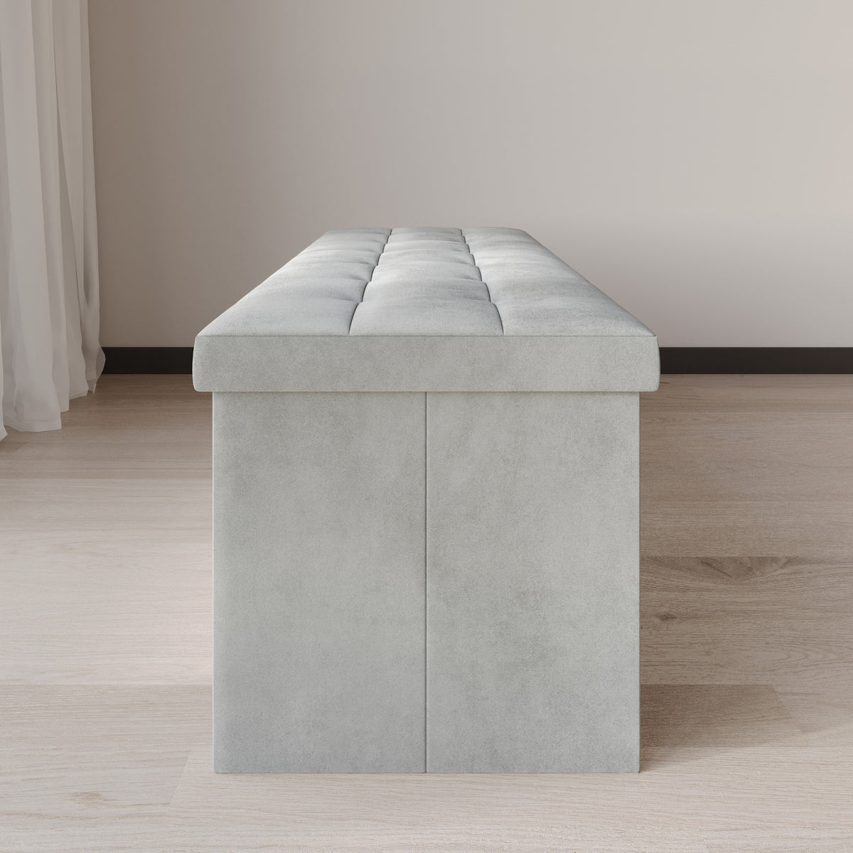 Home Design Chico Tufted Upholstered Folding Storage Bench with Pocket