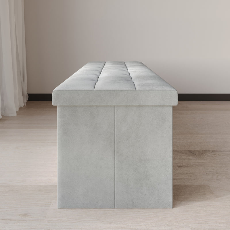Home Design Chico Tufted Upholstered Folding Storage Bench with Pocket