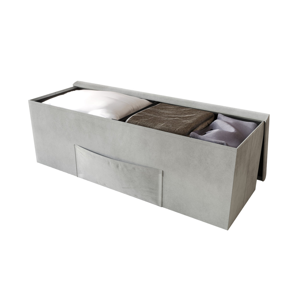 Home Design Chico Tufted Upholstered Folding Storage Bench with Pocket