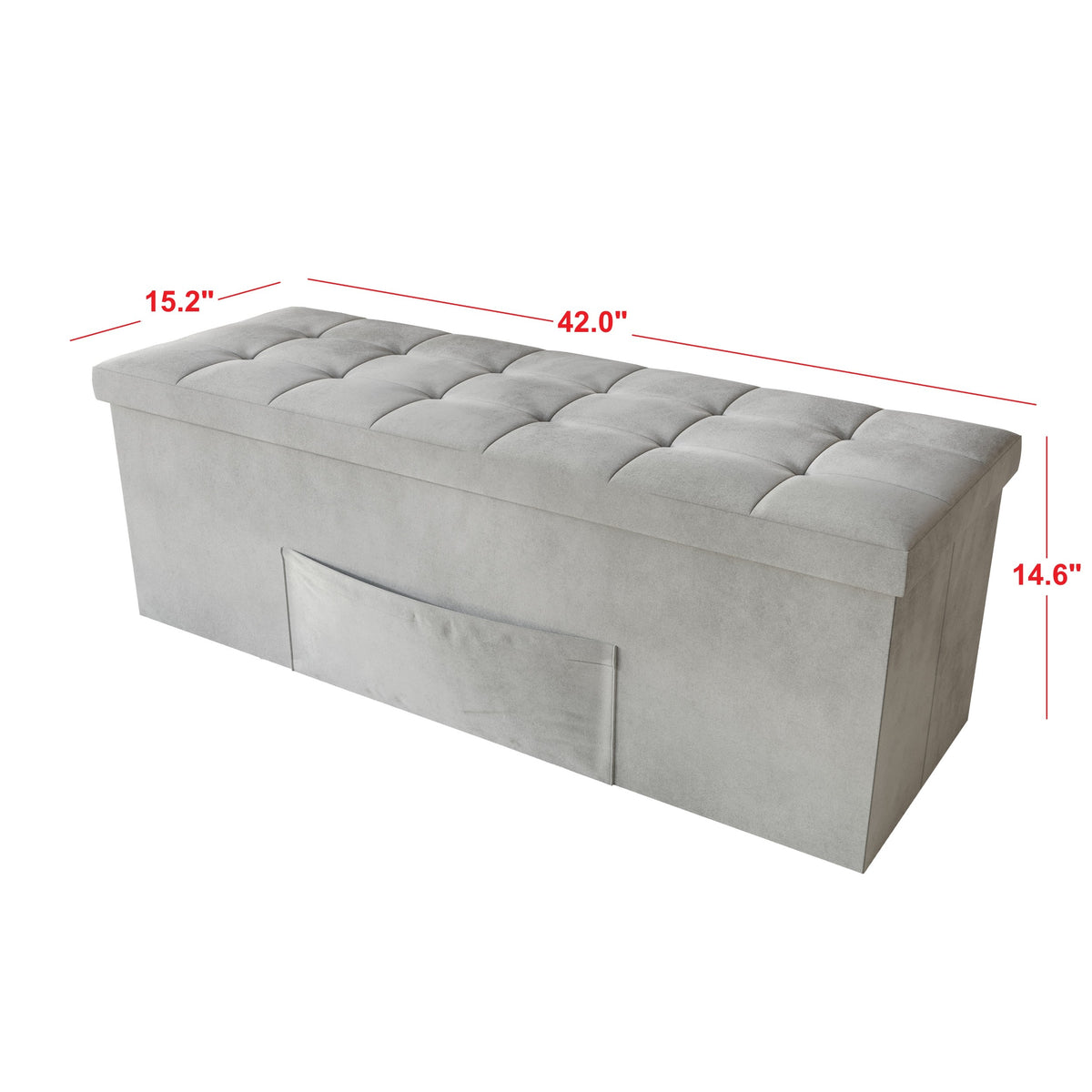Home Design Chico Tufted Upholstered Folding Storage Bench with Pocket