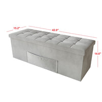 Home Design Chico Tufted Upholstered Folding Storage Bench with Pocket