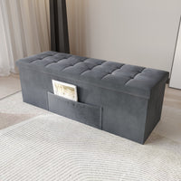 Home Design Chico Tufted Upholstered Folding Storage Bench with Pocket