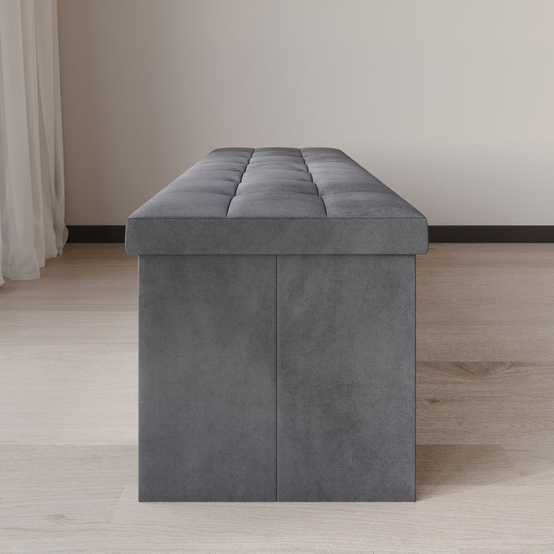 Home Design Chico Tufted Upholstered Folding Storage Bench with Pocket