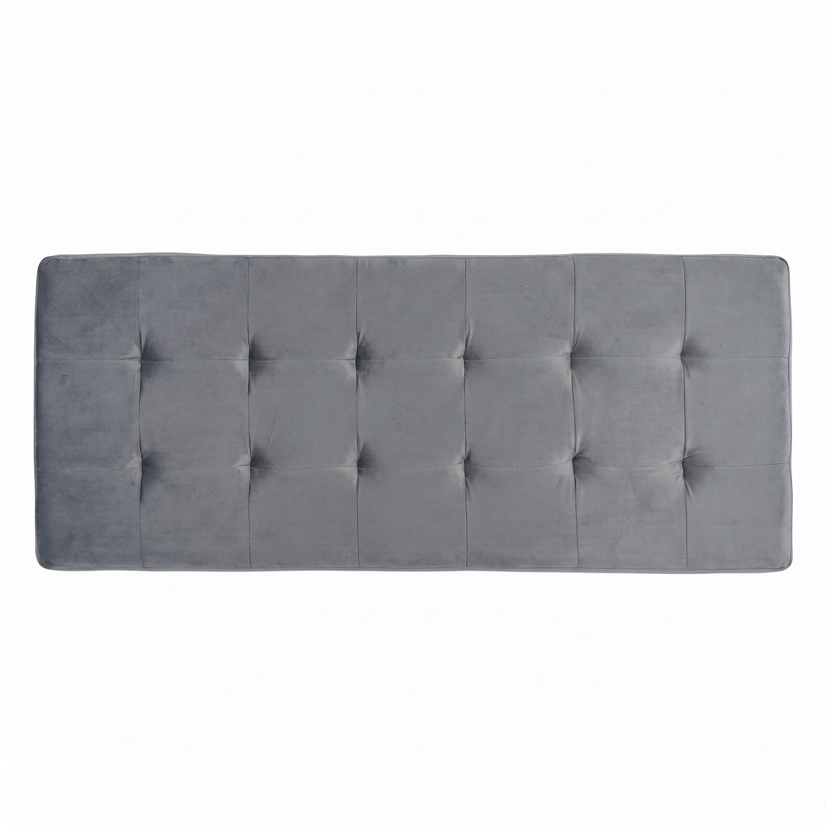Chico 12" Tufted Upholstered Folding Storage Bench with Deep Cushion and Front Pocket, Multi-Purpose Rectangular Design for Bedroom, Entryway, or Living Room, Light Gray