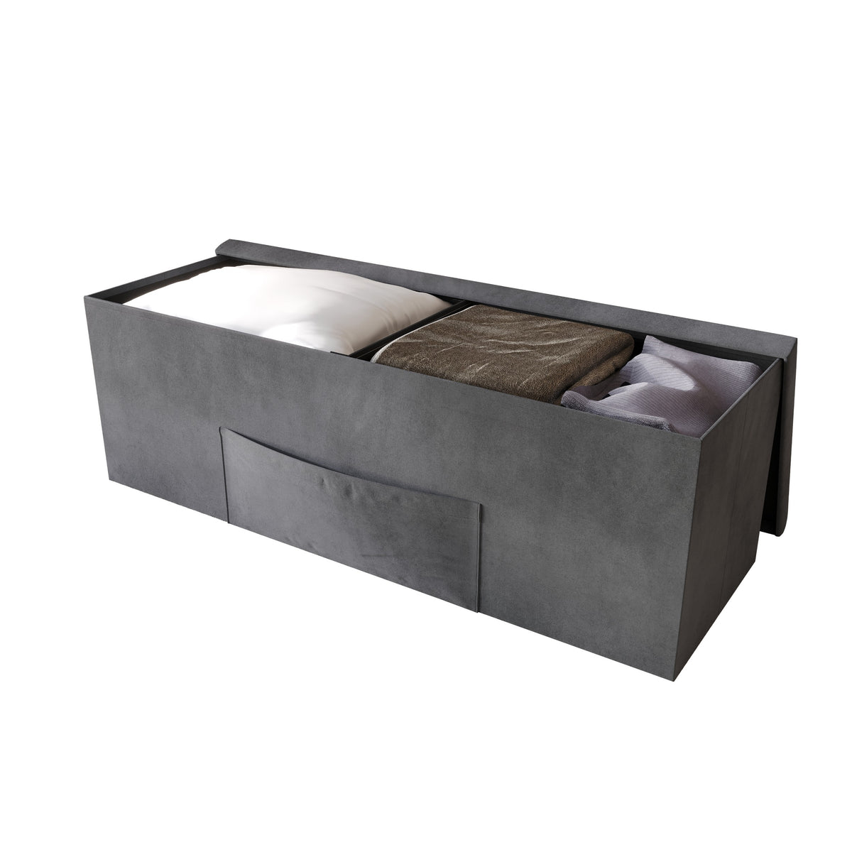 Home Design Chico Tufted Upholstered Folding Storage Bench with Pocket