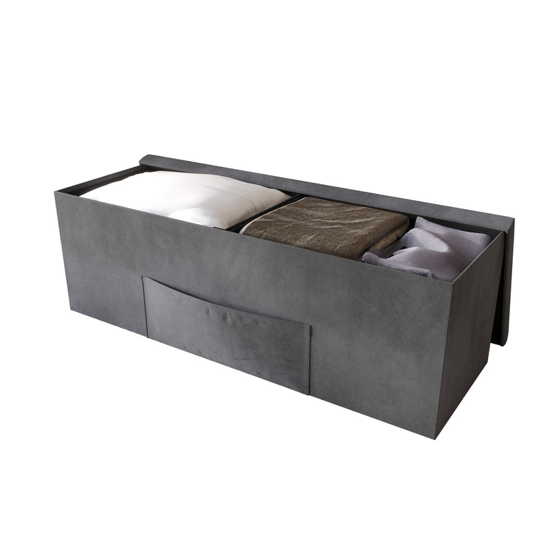 Home Design Chico Tufted Upholstered Folding Storage Bench with Pocket