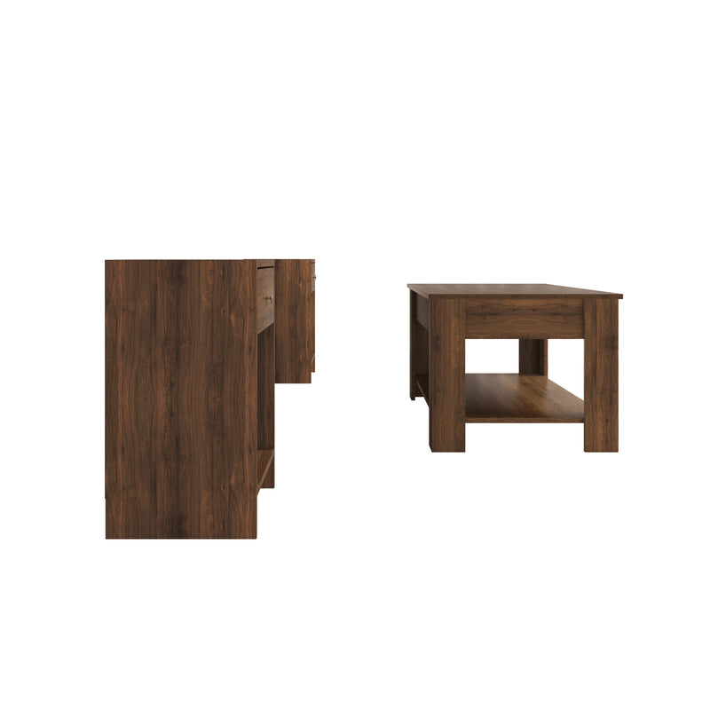 Home Design Magnolia 3 Piece Coffee Table Set - Includes Coffee table with Lift-Up top and 2 End Tables