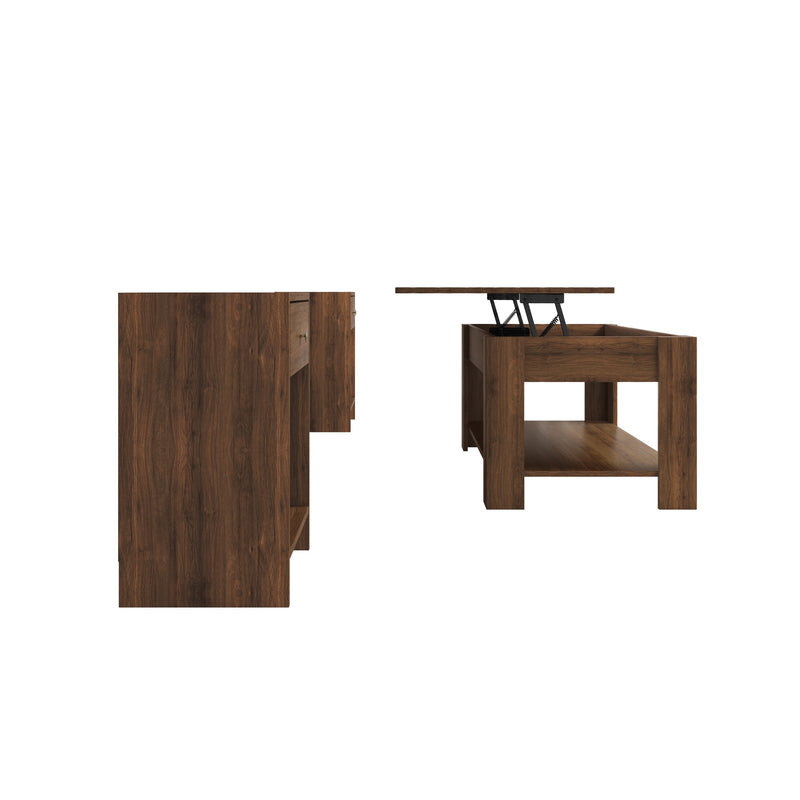 Home Design Magnolia 3 Piece Coffee Table Set - Includes Coffee table with Lift-Up top and 2 End Tables
