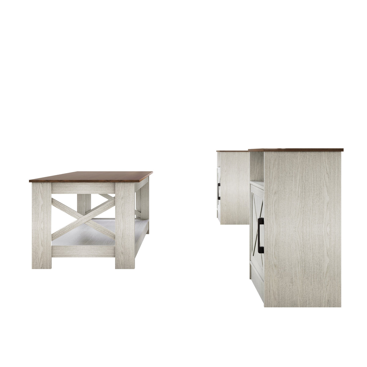 Home Design Lebanon 3 Piece Coffee Table Set - Includes coffee table and 2 end tables, With Soft-Close Doors