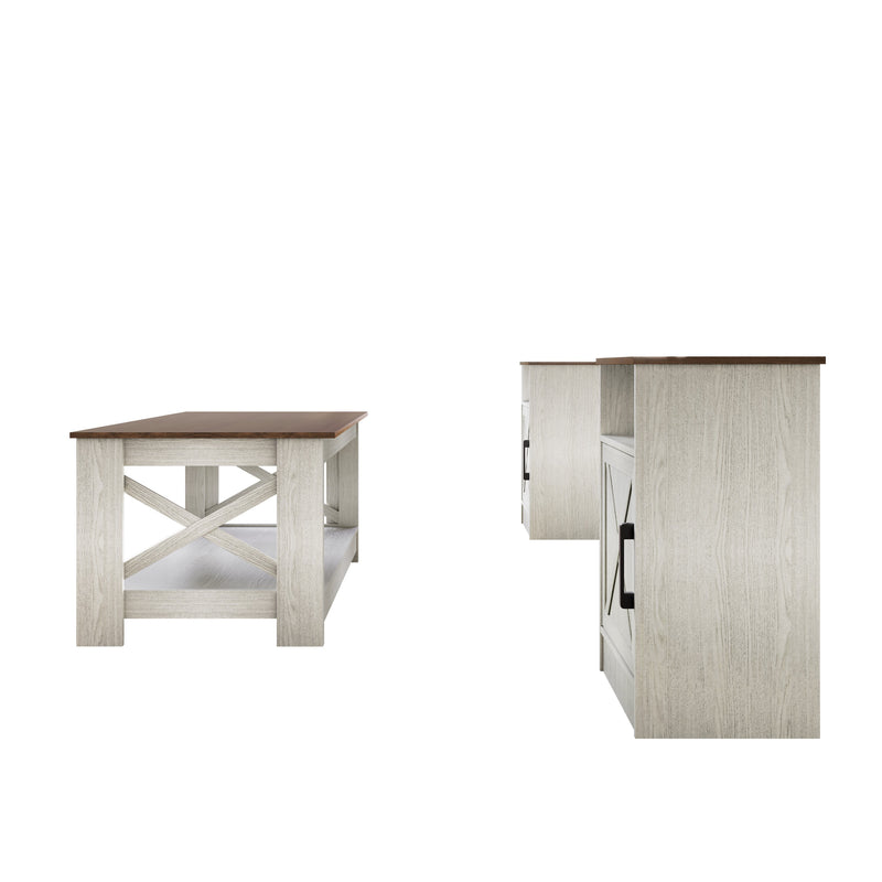 Home Design Lebanon 3 Piece Coffee Table Set - Includes coffee table and 2 end tables, With Soft-Close Doors