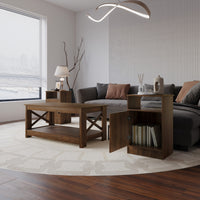 Home Design Lebanon 3 Piece Coffee Table Set - Includes coffee table and 2 end tables, With Soft-Close Doors