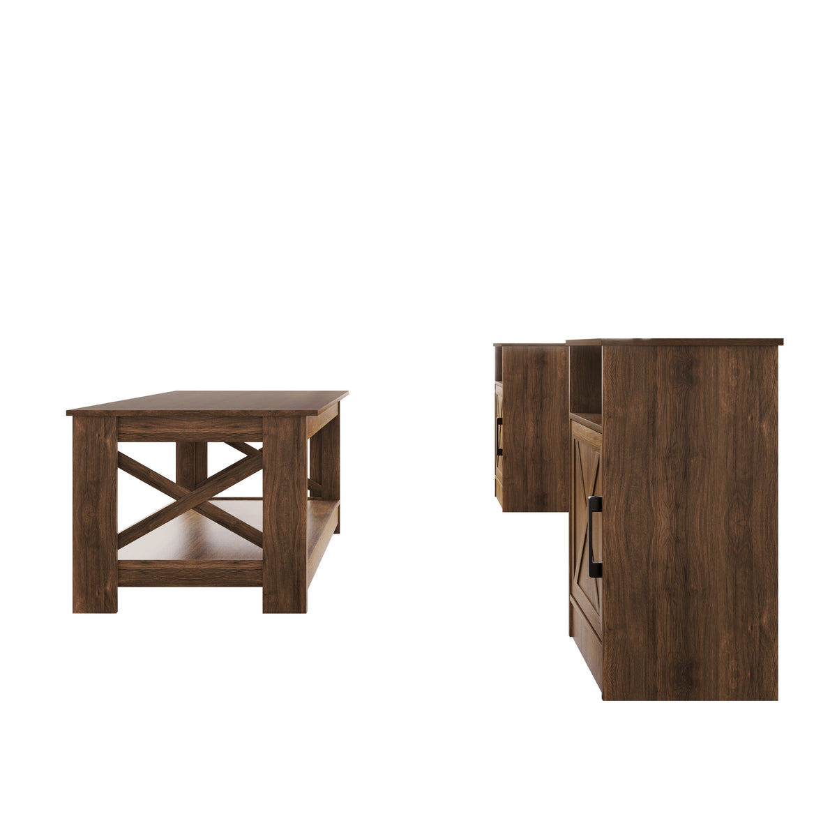 Home Design Lebanon 3 Piece Coffee Table Set - Includes coffee table and 2 end tables, With Soft-Close Doors