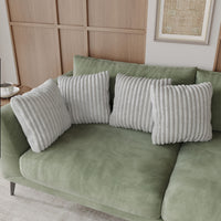 Home Design Laconia Square Velvet Pillow Covers 18x18 Inch, Set of 4 for Sofa Bedroom Living Room, Soft Fluffy Striped