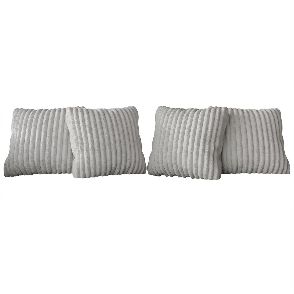 Home Design Laconia Square Velvet Pillow Covers 18x18 Inch, Set of 4 for Sofa Bedroom Living Room, Soft Fluffy Striped