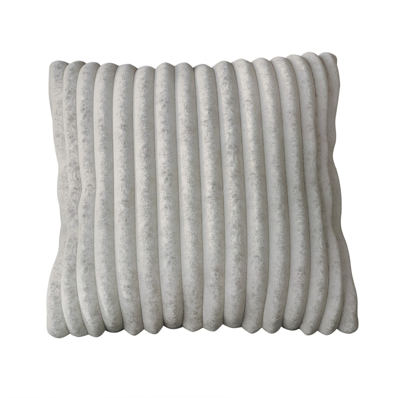 Home Design Laconia Square Velvet Pillow Covers 18x18 Inch, Set of 4 for Sofa Bedroom Living Room, Soft Fluffy Striped