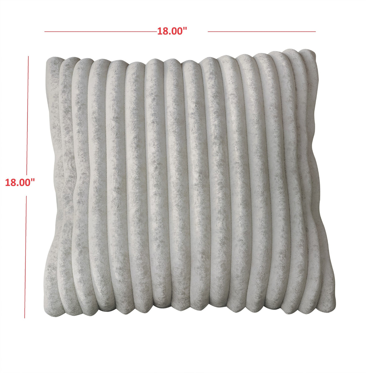 Home Design Laconia Square Velvet Pillow Covers 18x18 Inch, Set of 4 for Sofa Bedroom Living Room, Soft Fluffy Striped