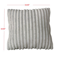Home Design Laconia Square Velvet Pillow Covers 18x18 Inch, Set of 4 for Sofa Bedroom Living Room, Soft Fluffy Striped
