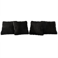 Home Design Laconia Square Velvet Pillow Covers 18x18 Inch, Set of 4 for Sofa Bedroom Living Room, Soft Fluffy Striped