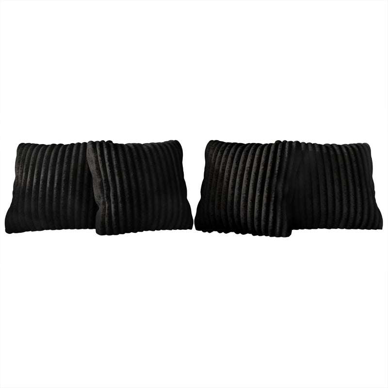Home Design Laconia Square Velvet Pillow Covers 18x18 Inch, Set of 4 for Sofa Bedroom Living Room, Soft Fluffy Striped