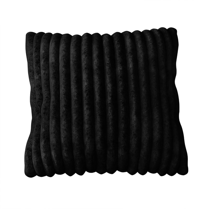 Home Design Laconia Square Velvet Pillow Covers 18x18 Inch, Set of 4 for Sofa Bedroom Living Room, Soft Fluffy Striped