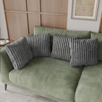 Home Design Laconia Square Velvet Pillow Covers 18x18 Inch, Set of 4 for Sofa Bedroom Living Room, Soft Fluffy Striped