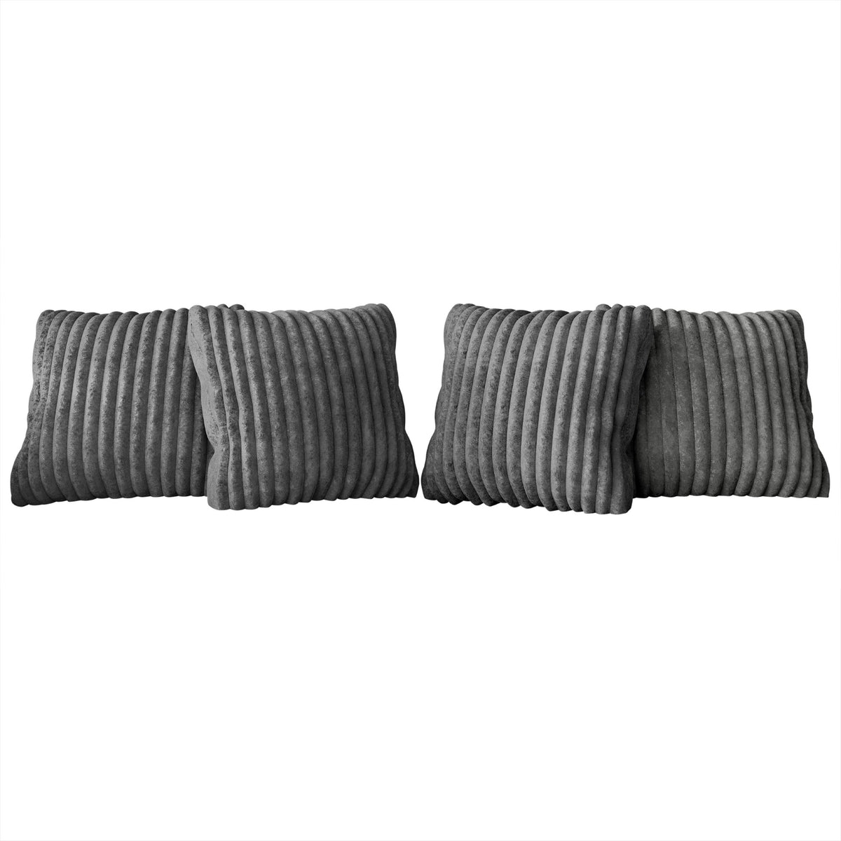 Home Design Laconia Square Velvet Pillow Covers 18x18 Inch, Set of 4 for Sofa Bedroom Living Room, Soft Fluffy Striped