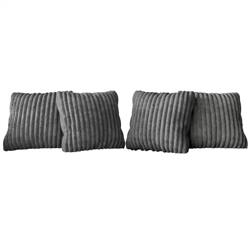 Home Design Laconia Square Velvet Pillow Covers 18x18 Inch, Set of 4 for Sofa Bedroom Living Room, Soft Fluffy Striped