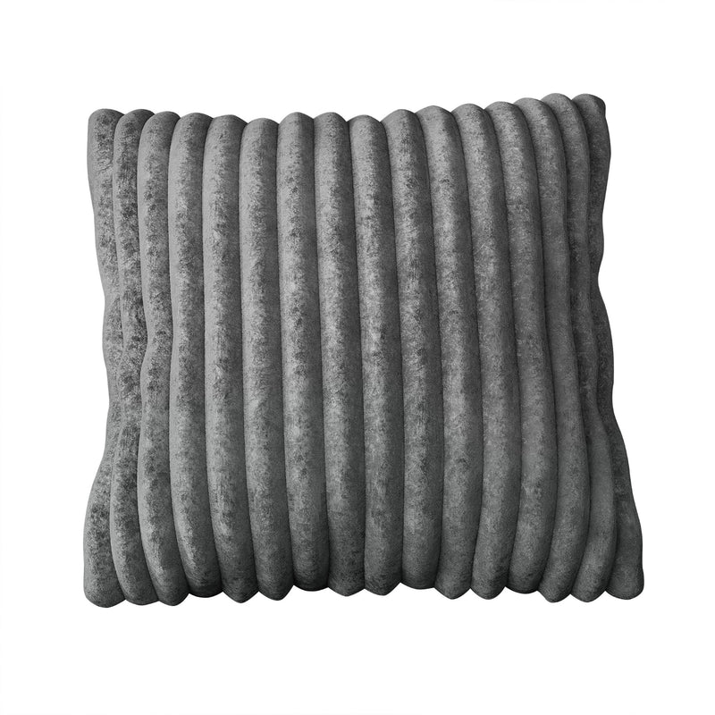 Home Design Laconia Square Velvet Pillow Covers 18x18 Inch, Set of 4 for Sofa Bedroom Living Room, Soft Fluffy Striped