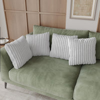 Home Design Laconia Square Velvet Pillow Covers 18x18 Inch, Set of 4 for Sofa Bedroom Living Room, Soft Fluffy Striped