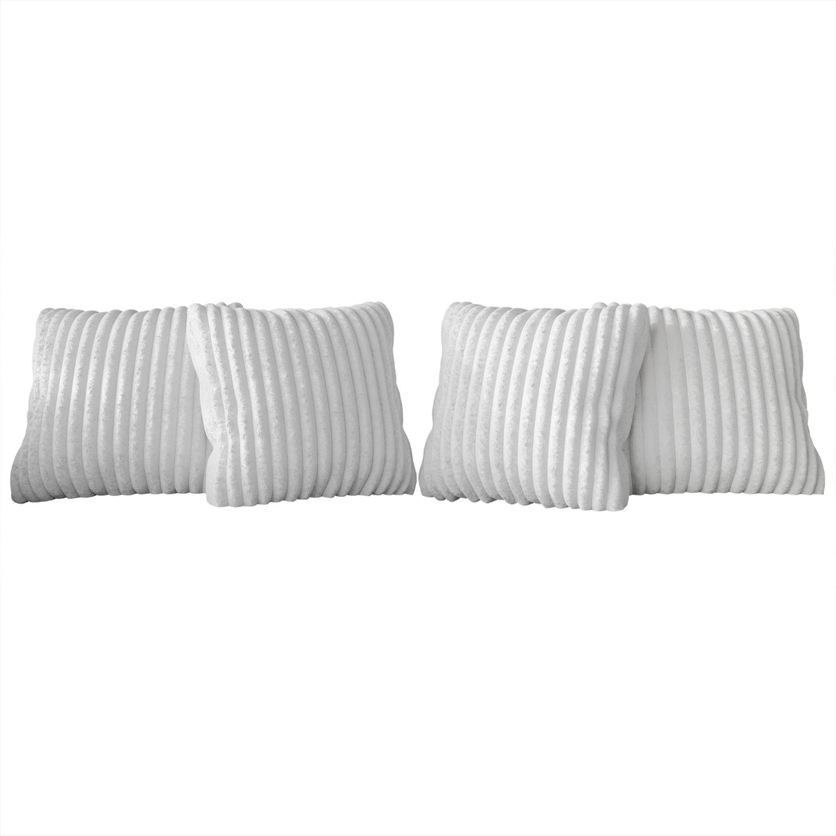 Home Design Laconia Square Velvet Pillow Covers 18x18 Inch, Set of 4 for Sofa Bedroom Living Room, Soft Fluffy Striped