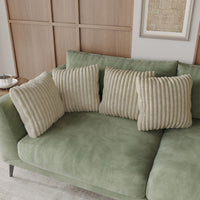 Home Design Laconia Square Velvet Pillow Covers 18x18 Inch, Set of 4 for Sofa Bedroom Living Room, Soft Fluffy Striped