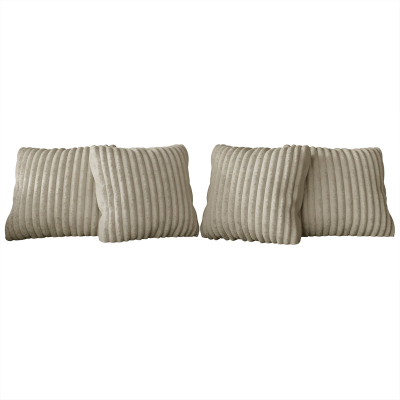 Home Design Laconia Square Velvet Pillow Covers 18x18 Inch, Set of 4 for Sofa Bedroom Living Room, Soft Fluffy Striped