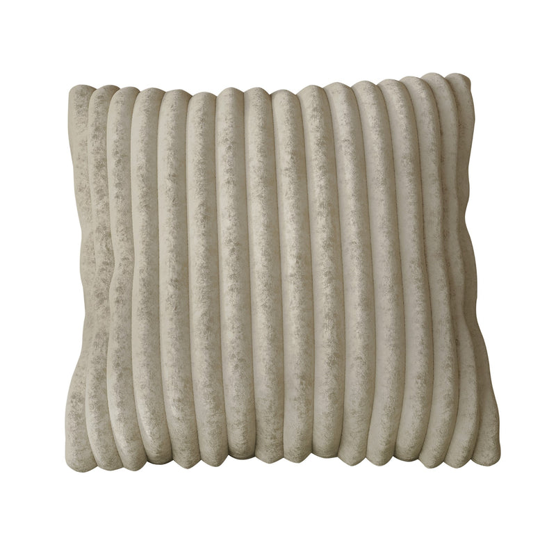 Home Design Laconia Square Velvet Pillow Covers 18x18 Inch, Set of 4 for Sofa Bedroom Living Room, Soft Fluffy Striped