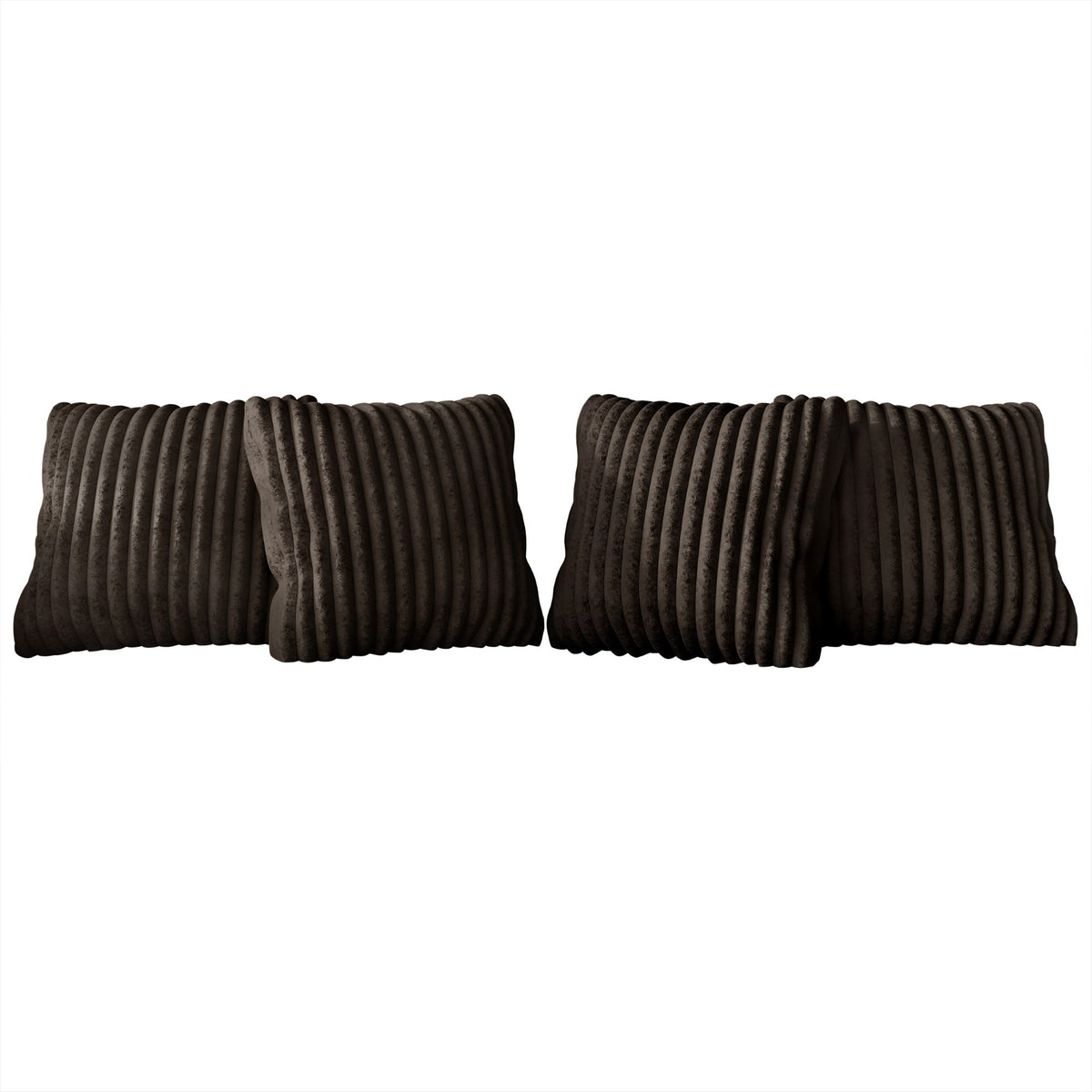 Home Design Laconia Square Velvet Pillow Covers 18x18 Inch, Set of 4 for Sofa Bedroom Living Room, Soft Fluffy Striped
