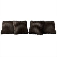 Home Design Laconia Square Velvet Pillow Covers 18x18 Inch, Set of 4 for Sofa Bedroom Living Room, Soft Fluffy Striped