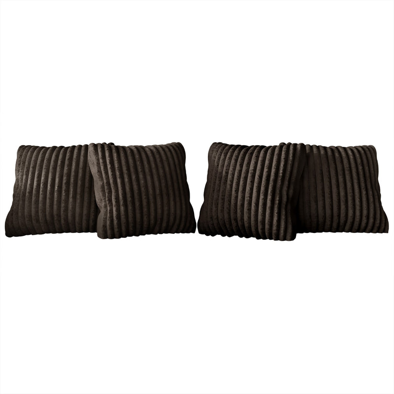 Home Design Laconia Square Velvet Pillow Covers 18x18 Inch, Set of 4 for Sofa Bedroom Living Room, Soft Fluffy Striped
