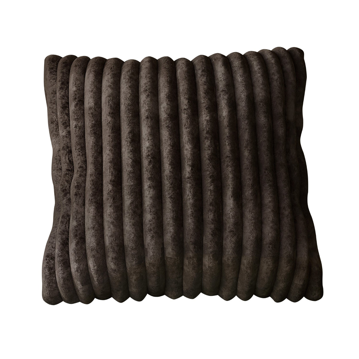 Home Design Laconia Square Velvet Pillow Covers 18x18 Inch, Set of 4 for Sofa Bedroom Living Room, Soft Fluffy Striped
