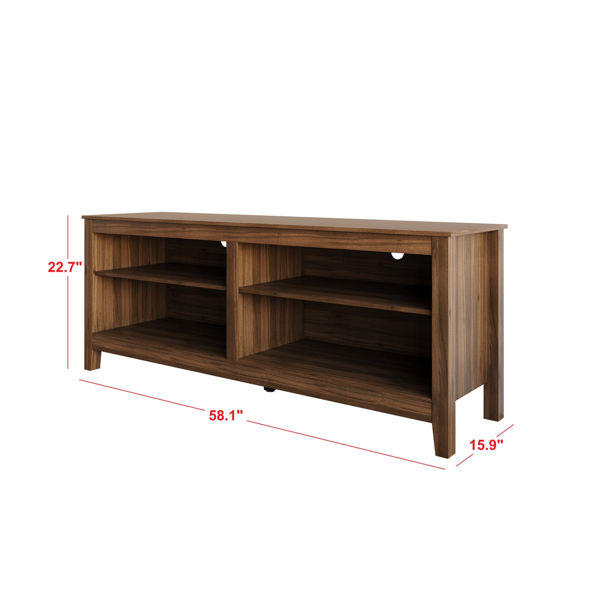 Home Design Kittery TV Stand, Open Shelves with Cable Management
