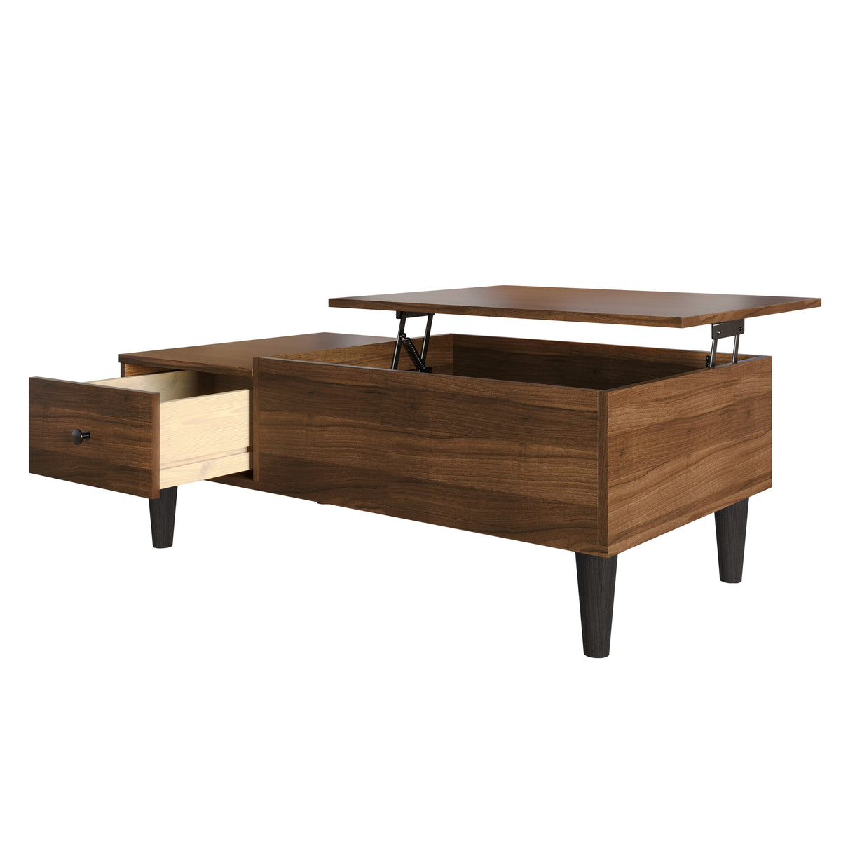 Kittery TV Stand with Storage Shelves and Caribou Lift-Top Coffee Table Set, Rustic Entertainment Center with Hidden Storage for Living Room