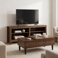 Kittery TV Stand with Storage Shelves and Caribou Lift-Top Coffee Table Set, Rustic Entertainment Center with Hidden Storage for Living Room