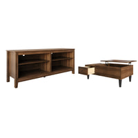 Kittery TV Stand with Storage Shelves and Caribou Lift-Top Coffee Table Set, Rustic Entertainment Center with Hidden Storage for Living Room