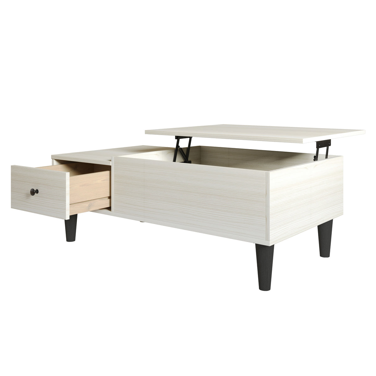 Kittery TV Stand with Storage Shelves and Caribou Lift-Top Coffee Table Set, Rustic Entertainment Center with Hidden Storage for Living Room