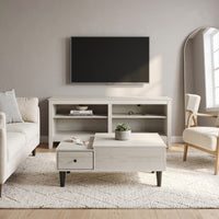 Kittery TV Stand with Storage Shelves and Caribou Lift-Top Coffee Table Set, Rustic Entertainment Center with Hidden Storage for Living Room