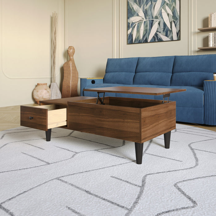 Home Design Caribou Lift-Top Coffee Table with Storage Drawer, Modern Living Room Furniture