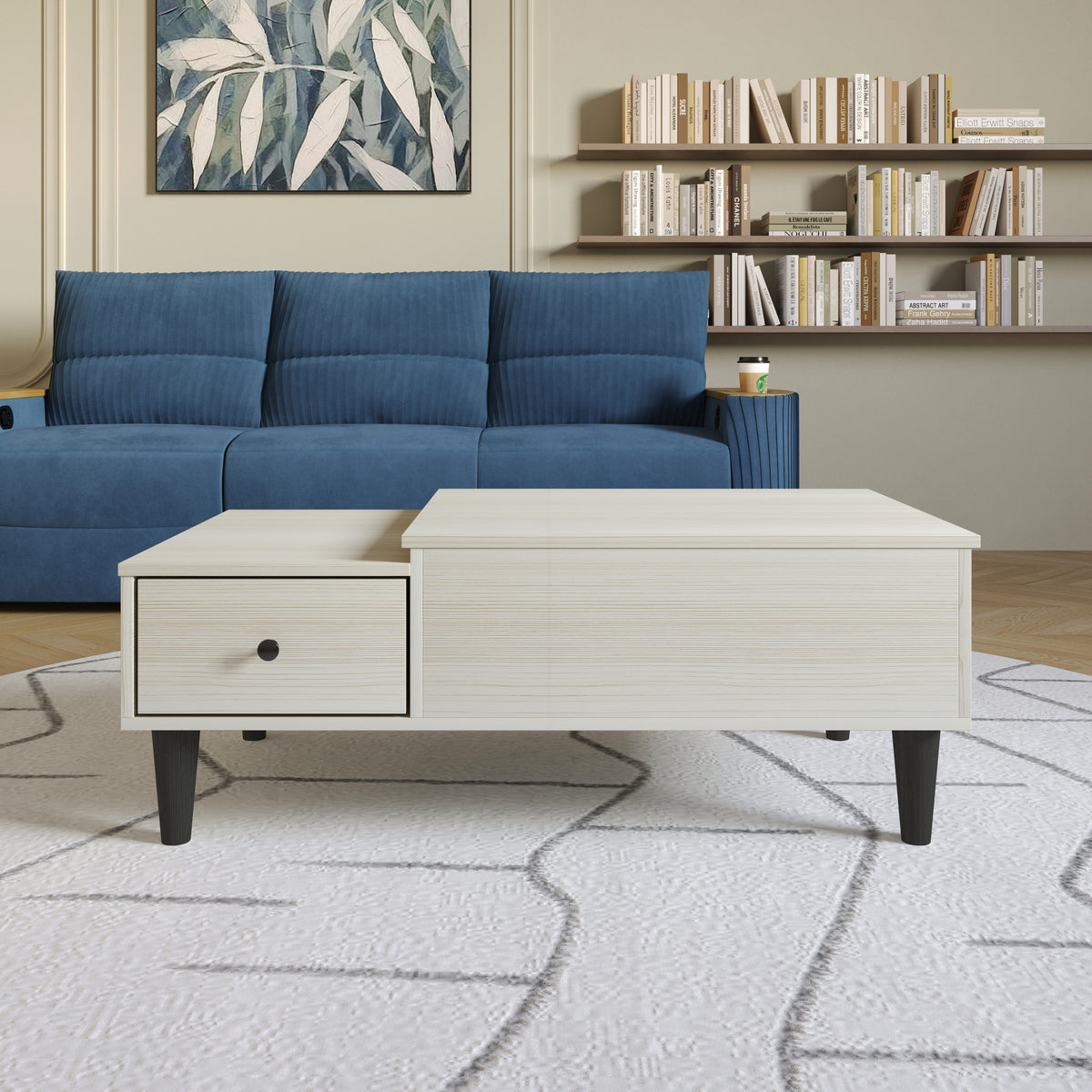 Home Design Caribou Lift-Top Coffee Table with Storage Drawer, Modern Living Room Furniture