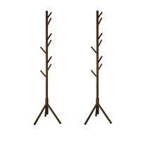 Home Design Houma Solid Wood Freestanding 8-Hook Coat Rack (Set of 2) –Modern Coat Tree Stand for Entryway, Hallway, Bedroom