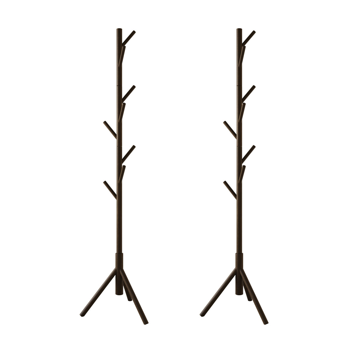 Home Design Houma Solid Wood Freestanding 8-Hook Coat Rack (Set of 2) –Modern Coat Tree Stand for Entryway, Hallway, Bedroom