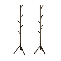 Home Design Houma Solid Wood Freestanding 8-Hook Coat Rack (Set of 2) –Modern Coat Tree Stand for Entryway, Hallway, Bedroom